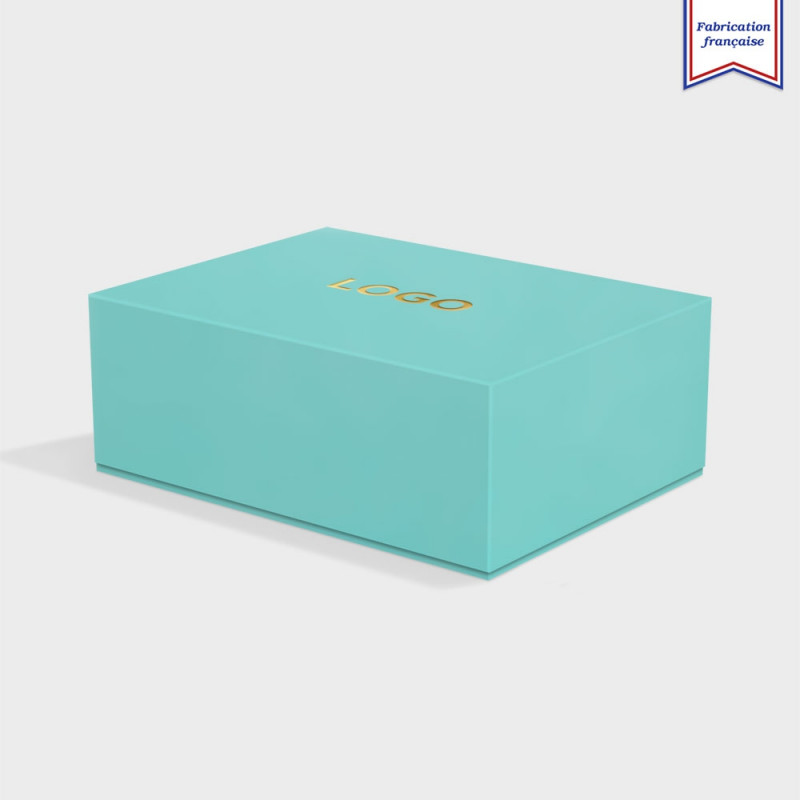 Boite cloche retombante turquoise avec dorure