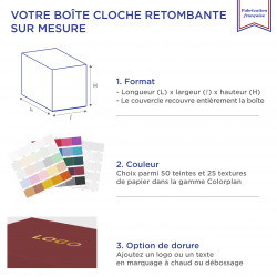 Boite cloche retombante coolblue avec dorure